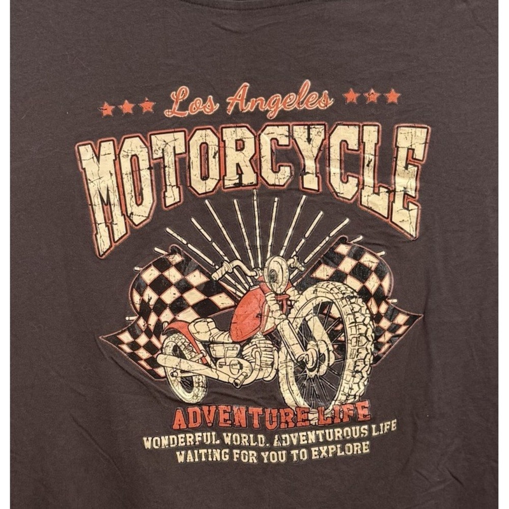 Graphic T Shirt Small Los Angeles Motorcycle Adventure Life Brown Shirt Is Soft